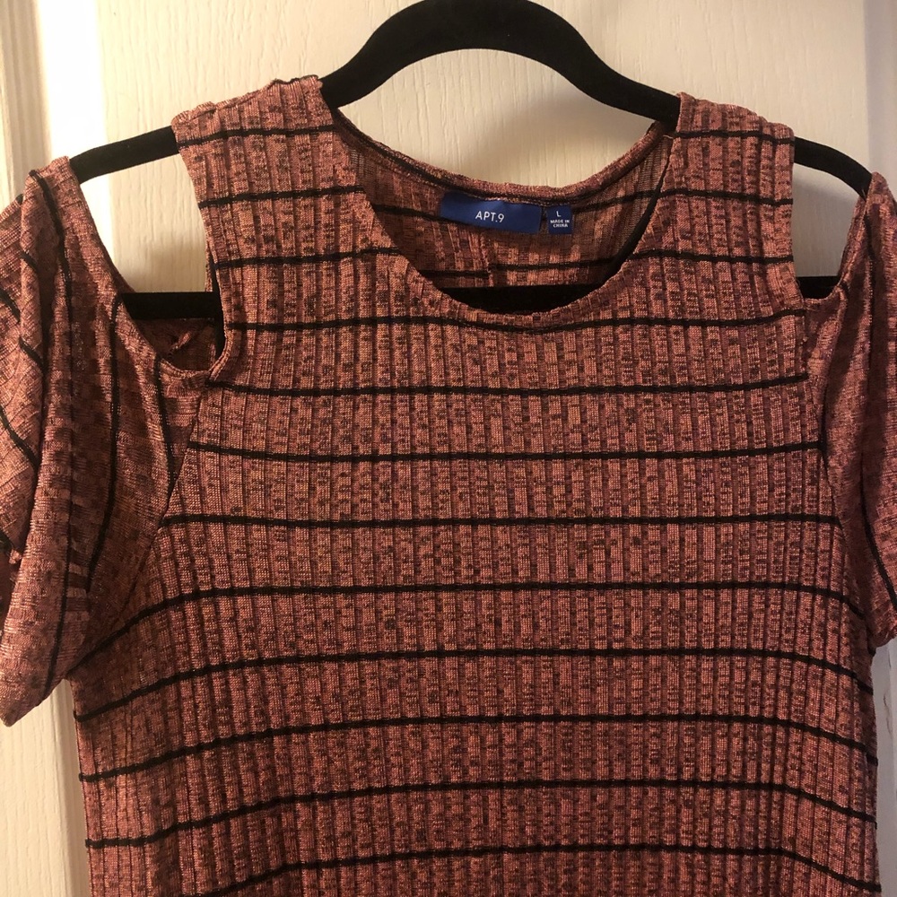Apt 9 Pink Stripe Cold Shoulder Midi Dress L NWT